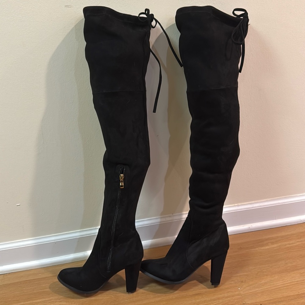 Catherine malandrino. Tall black boots. Size 7. 3.5 inch heel